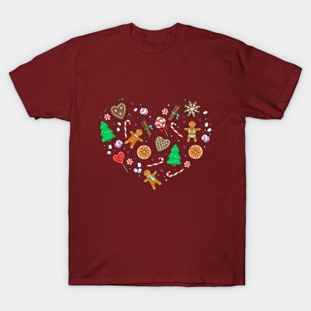 christmas heart T-Shirt by comicada